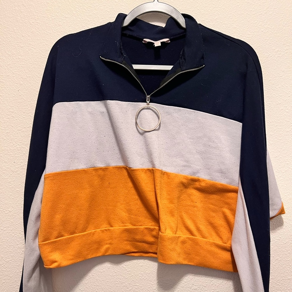 Cropped color block sweater